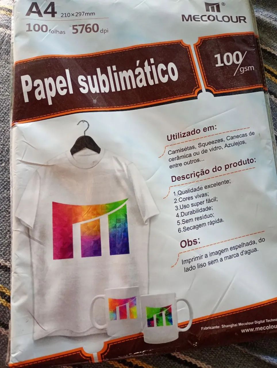 Papel sublimatico com 100folha