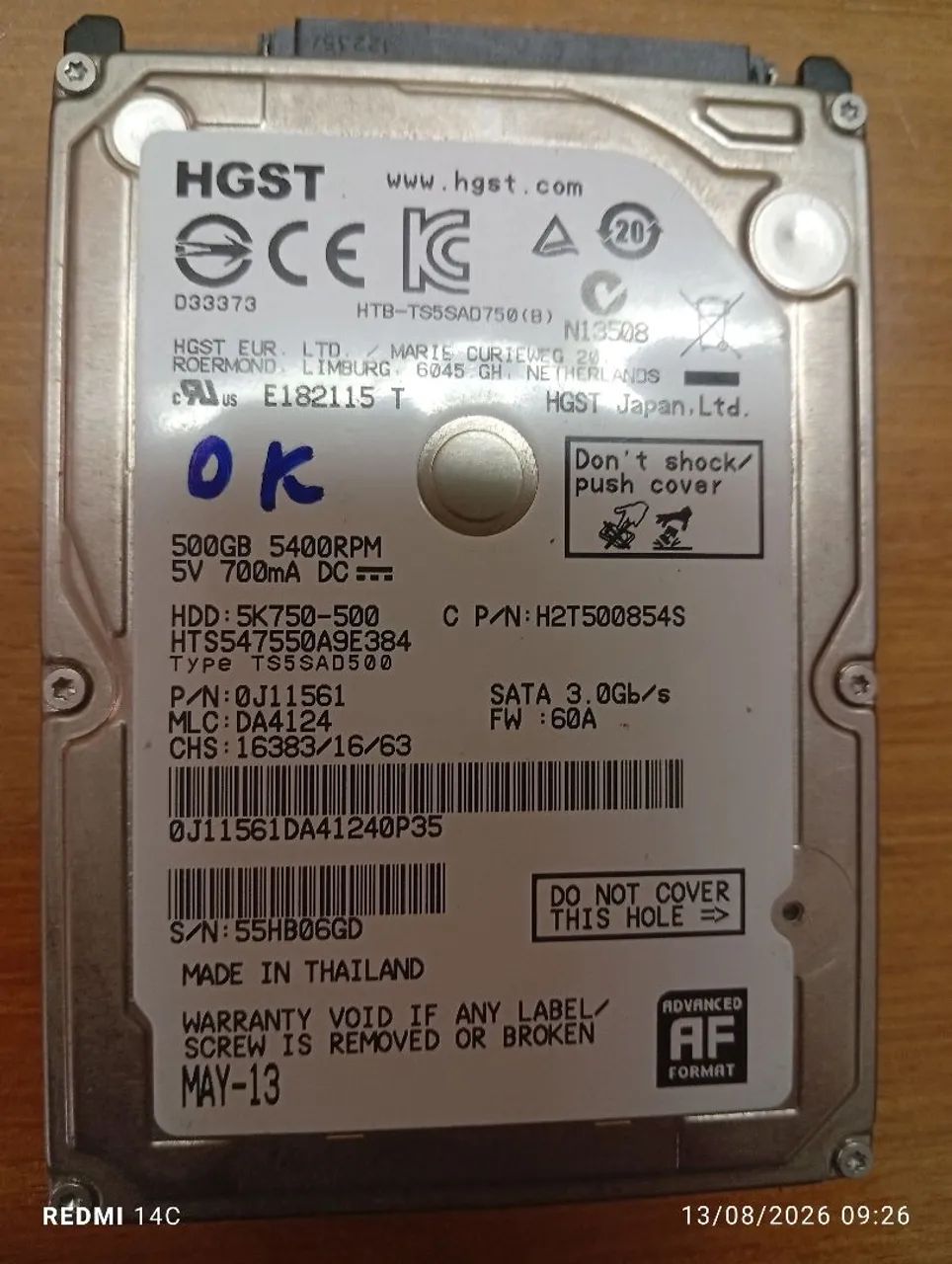 HD notebook 500gb