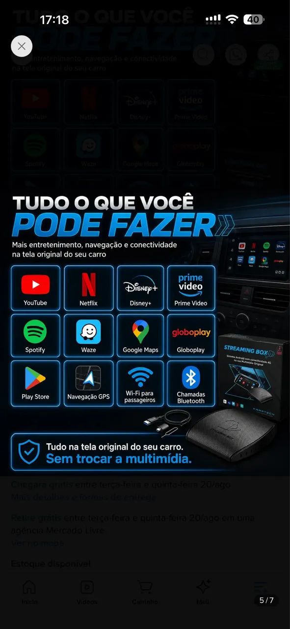 Streaming Box para Carro Carplay Multimidia - Foto 3