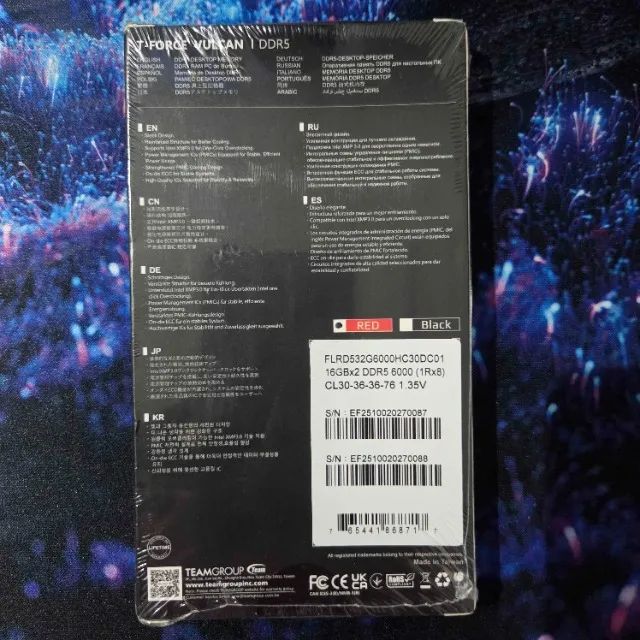Memória Team Group T-Force Vulcan, 32GB (2x16GB), 6000MHz, DDR5