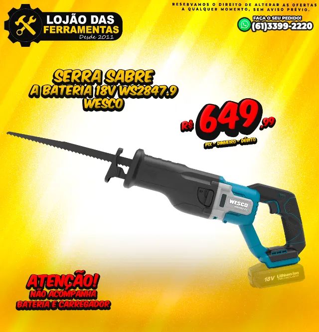 Serra Sabre A Bateria 18V WS2847.9 Wesco