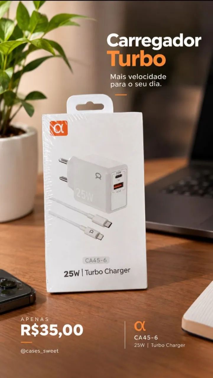 Carregador Turbo Lightning para Tipo C 25w