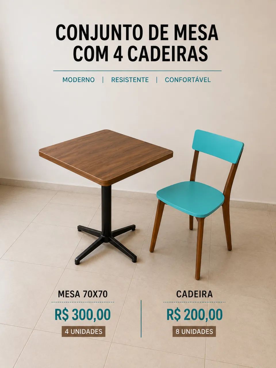 Mesas e cadeiras 