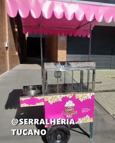 carrinho de pipoca duas divisões rosa 