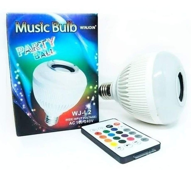 Lâmpada Bluetooth Musical Bocal E27 Luz Colorida <br>