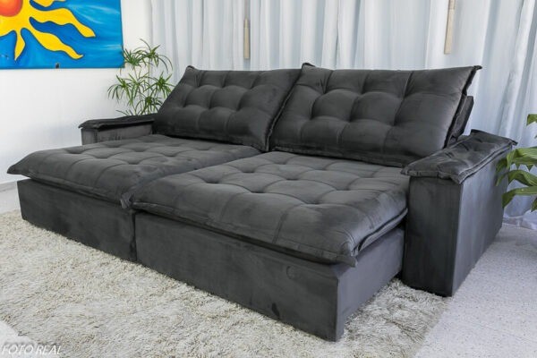Sofá Retrátil  2.10m Veludo  D33 Soft Molas Ensacadas RF - Foto 5
