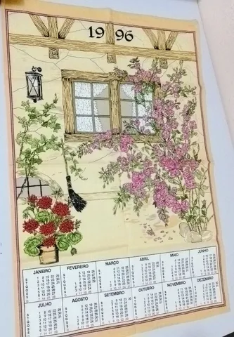 Pano de prato em formato de calendário novo de 1996 da Karsten de algodão