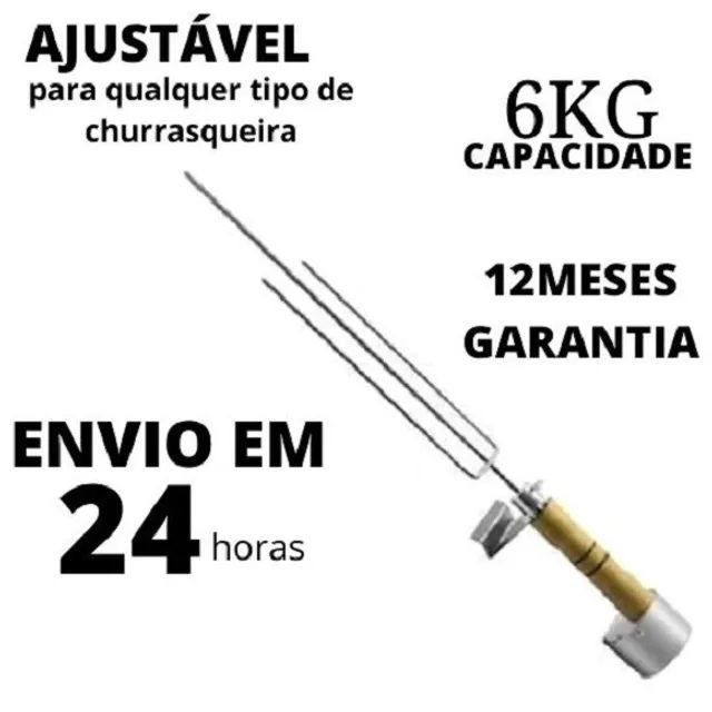 Espeto Giratório Elétrico para Churrasqueira bivolt