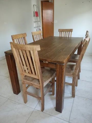 Mesa 6 Cadeiras Peroba Rosa Demolição Rustico Muito Lindo Retangular - Foto 2