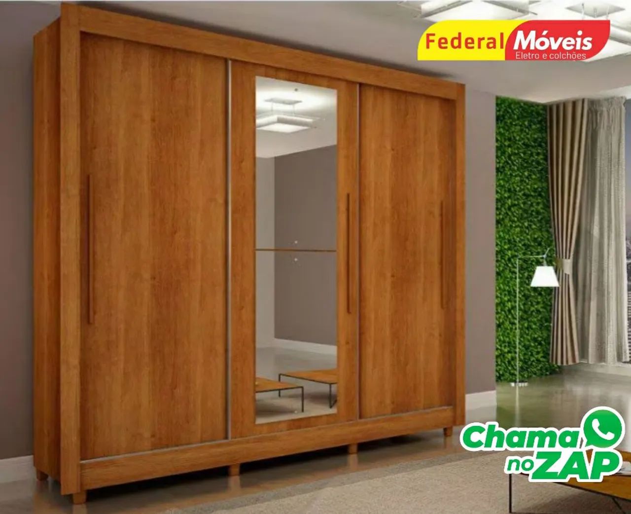 Guarda Roupa Portas de Correr com Espelho Novo Temos Outras Cores 