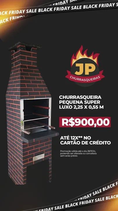 Churrasqueira Pequena Super Luxo 2,25 X 0,55 M - Black Friday! - Foto 2