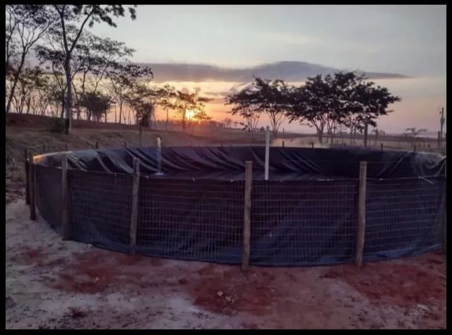 Tanque Circular Suspenso 60 Mil Litros Lona Pead Geomembrana Preta 800 micras - Foto 3
