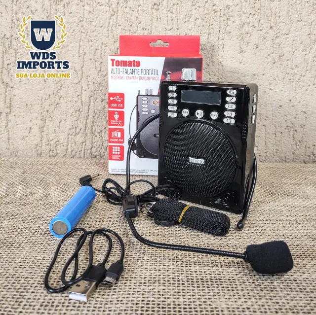 Megafone Amplificador Voz Microfone Radio Fm Usb Mp3