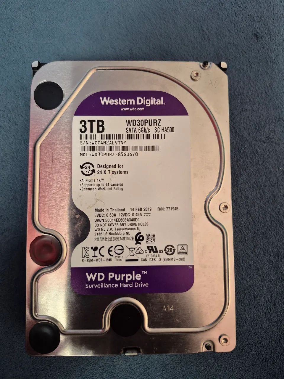 HD WD Purple 3TB para CFTV - Segurança Residencial