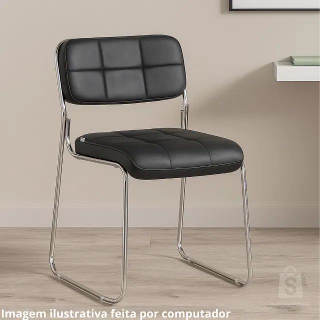 Cadeira Interlocutor Estofada Denver Preta Conforto Sofisticado Ergonômica Modelo 30405 - Foto 3