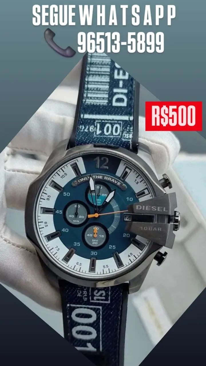 Relógio DIESEL 10 BAR PULSEIRA DE Nailon Multifuncional 