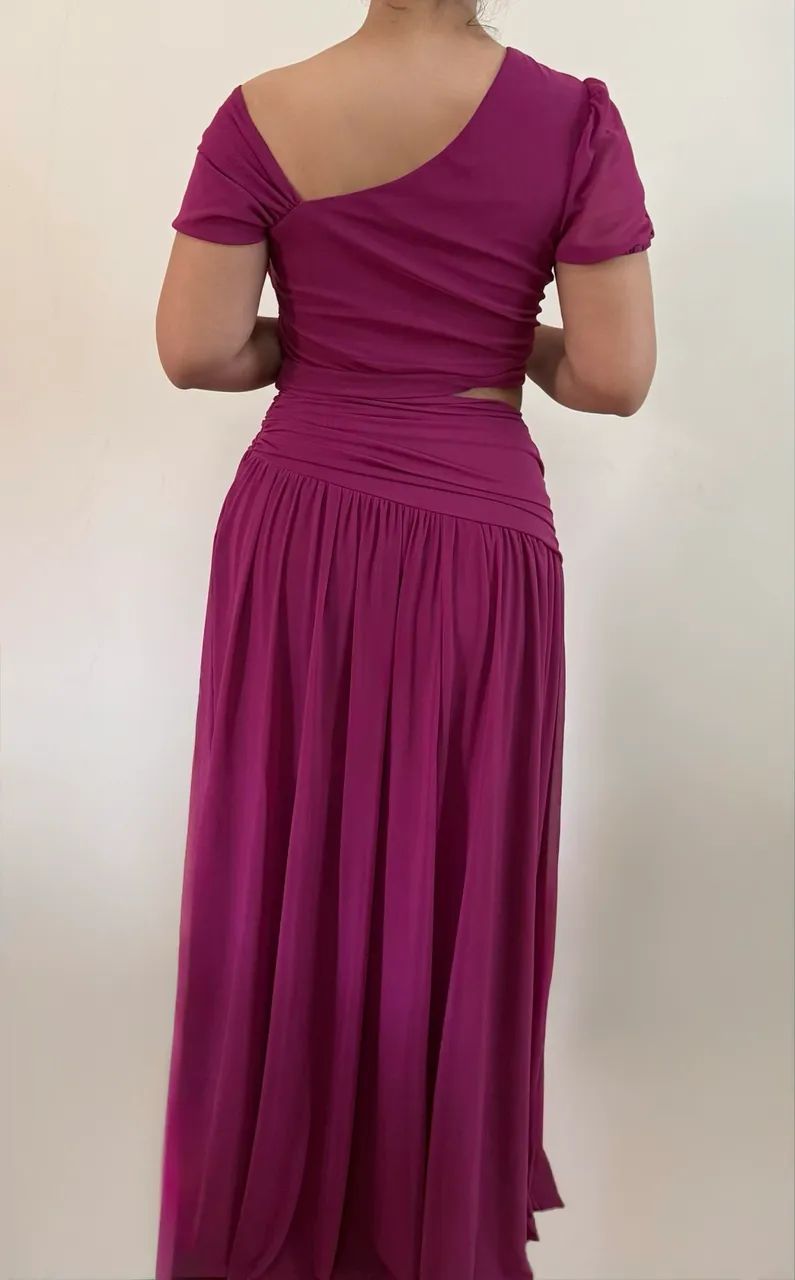 Vestido Longo Drapeado Fúcsia - Foto 2