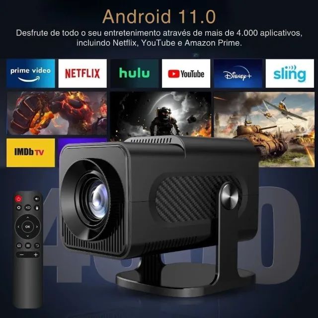 Projetor HY320 4k Full HD Wi-fi Android 11 Novo