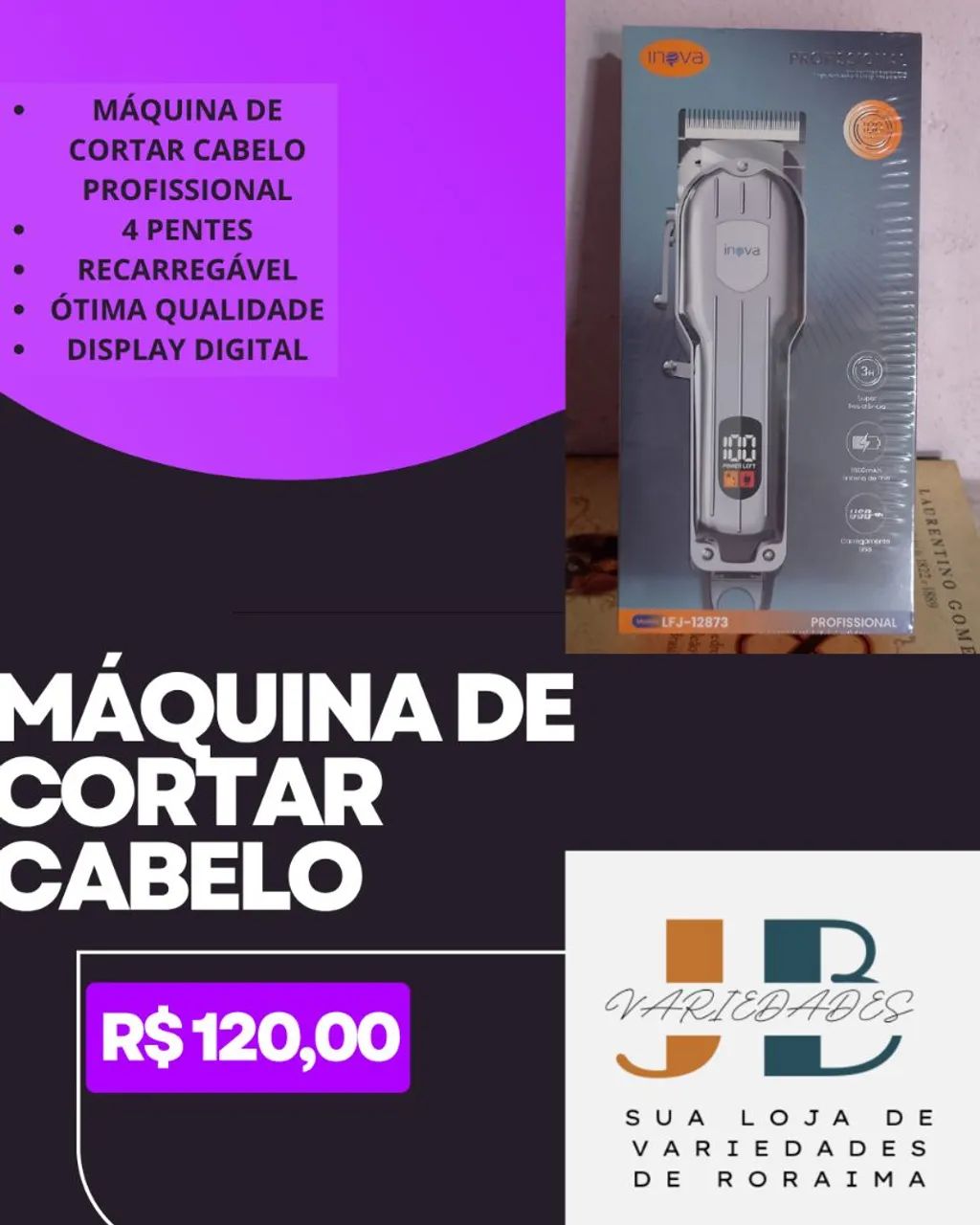 Máquina de Cortar Cabelo Com Display Digital 