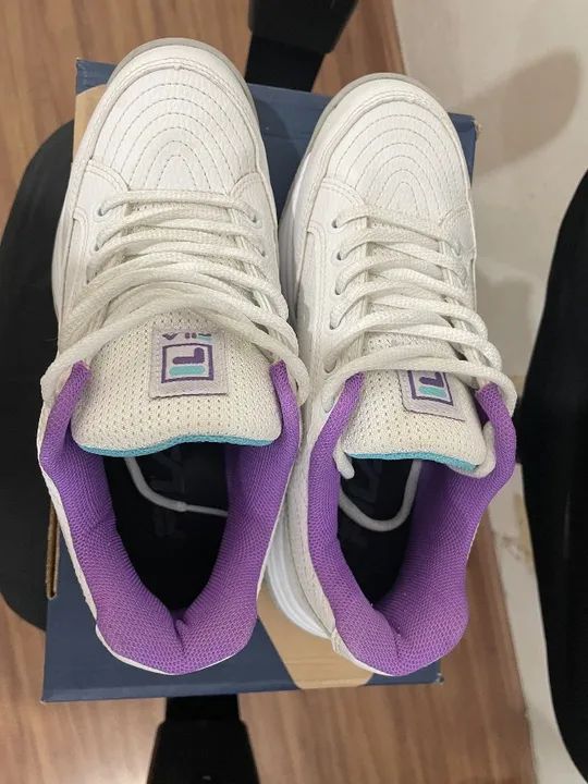 Tênis Fila Grand Prix Feminino branco com lilás 35 - Foto 3