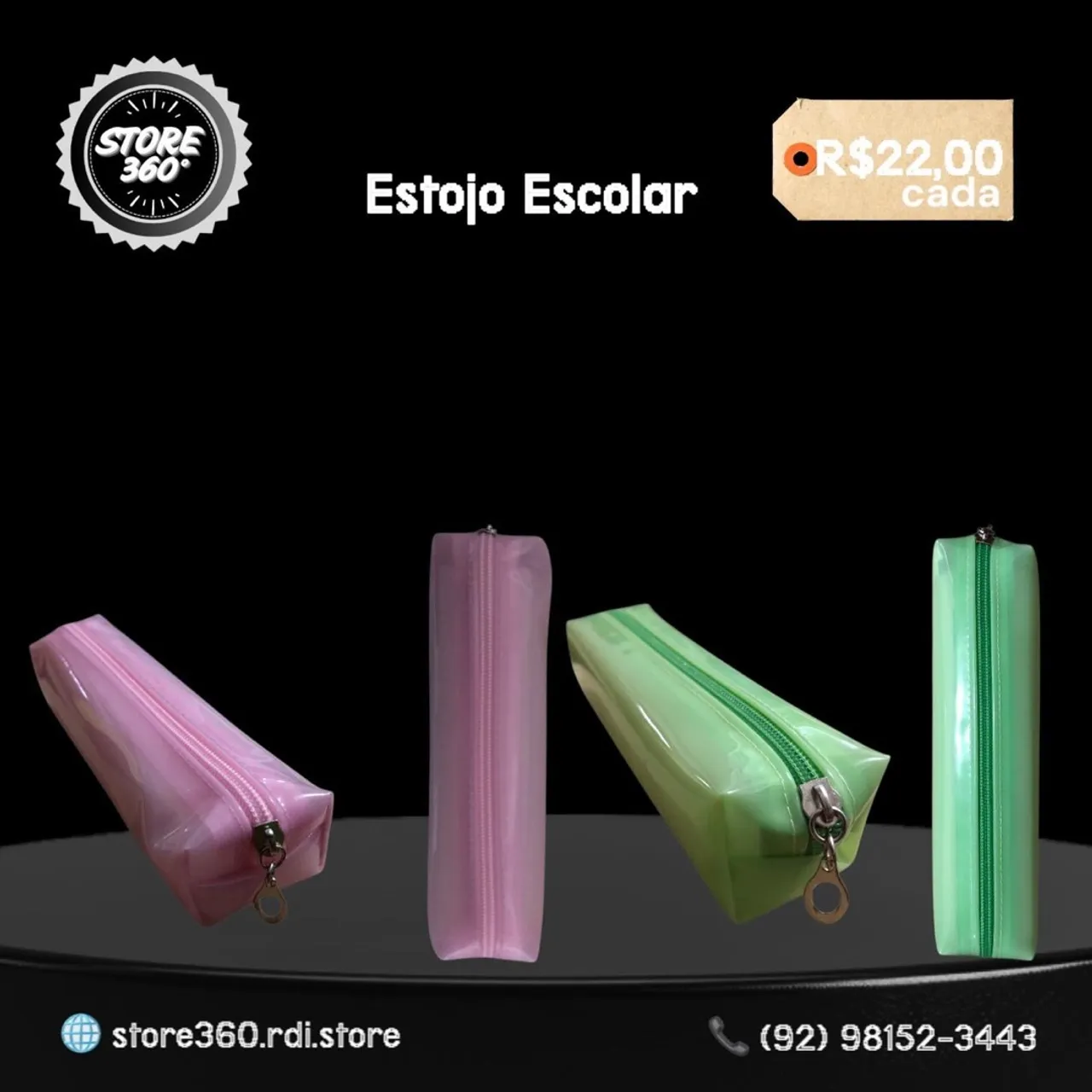 Estojo Escolar Transparente - Diversas Cores