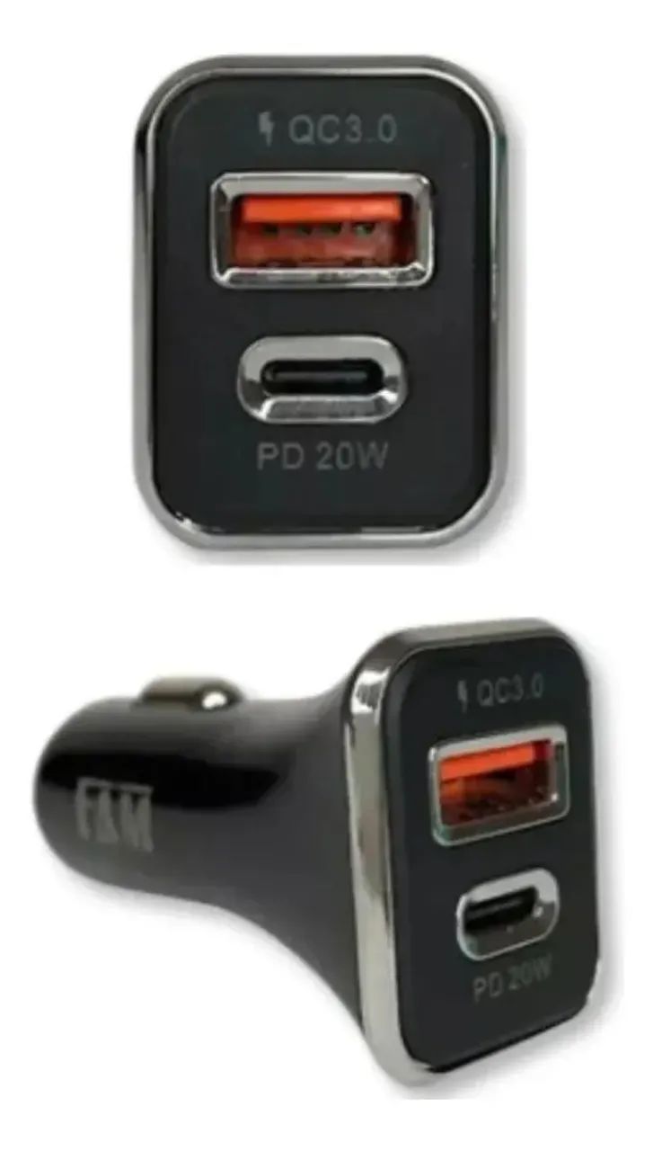 Carregador Veicular 38w USB e TipoC Turbo PD Fam Prime A-pd Preto  - Foto 3