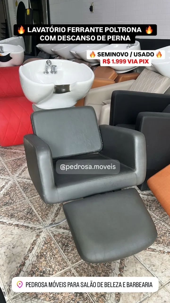 Lavatório ferrante cuba de porcelana e descanso de perna