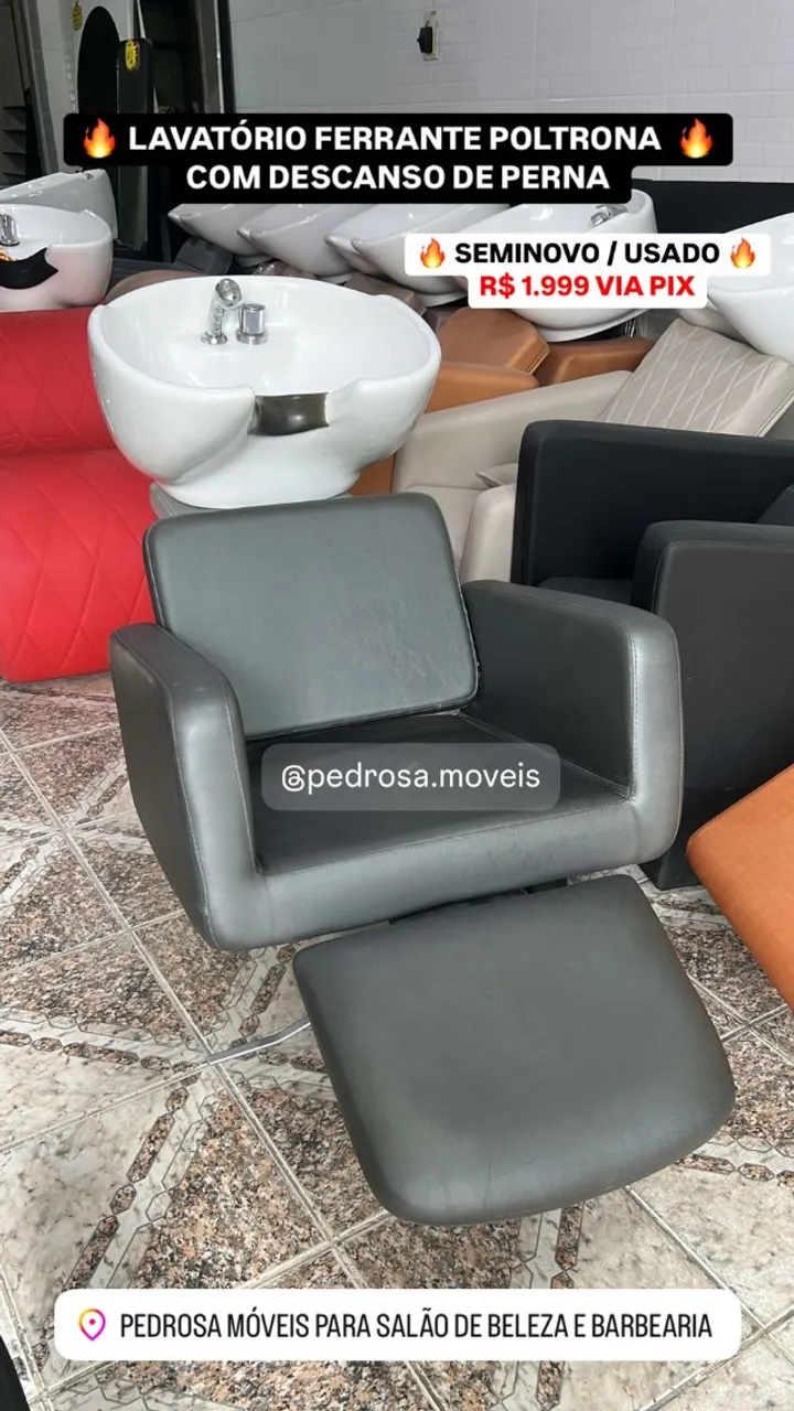 Lavatório ferrante cuba de porcelana e descanso de perna