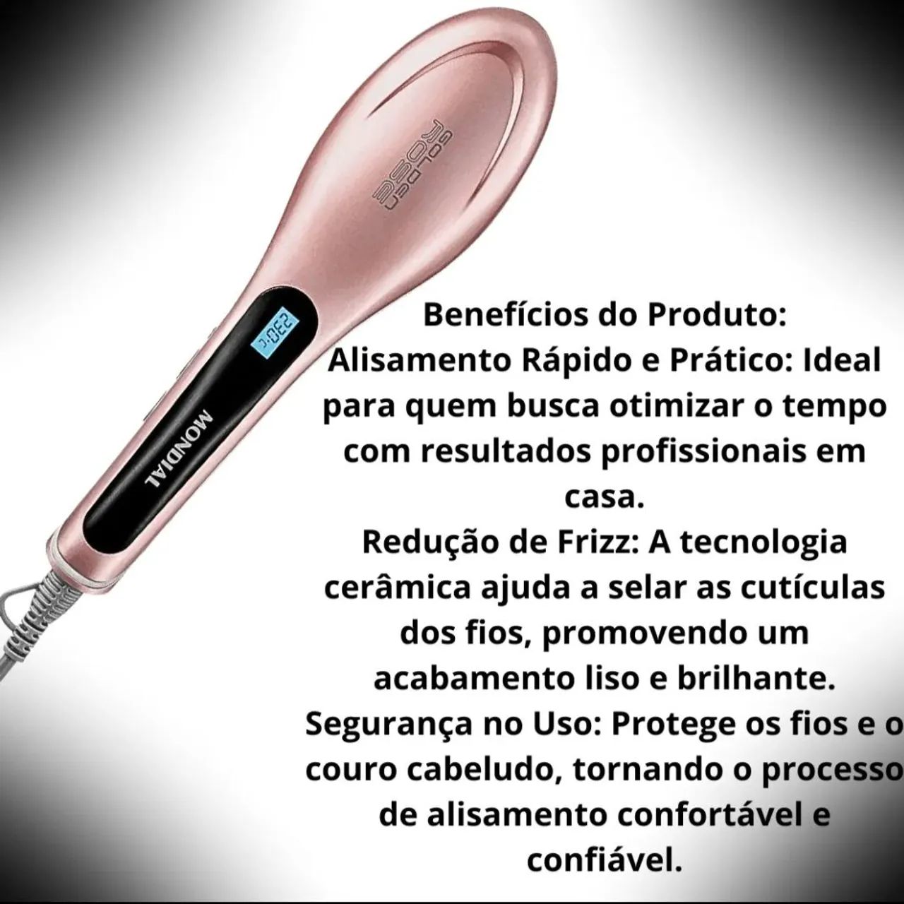 Escova Alisadora Golden Rose Mondial Ea-02 - Foto 4