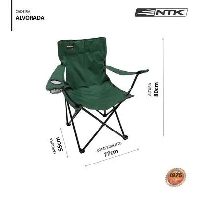 Cadeira Dobrável Alvorada NTK Praia Pesca Camping Azul - Foto 6