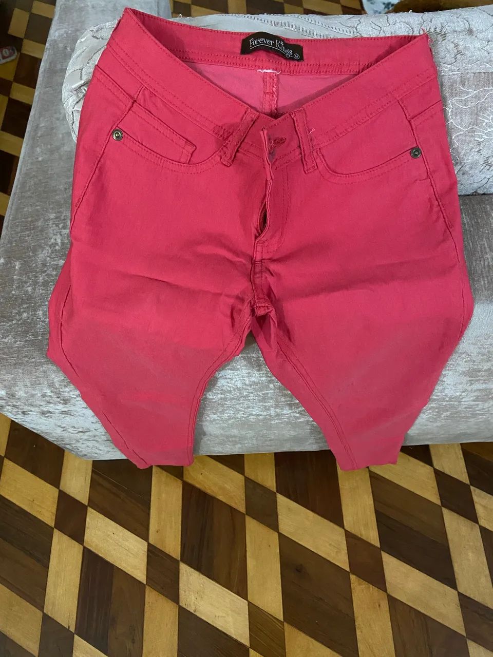 CALÇA JEANS FEMININA ROSA TAMANHO M  - Foto 2