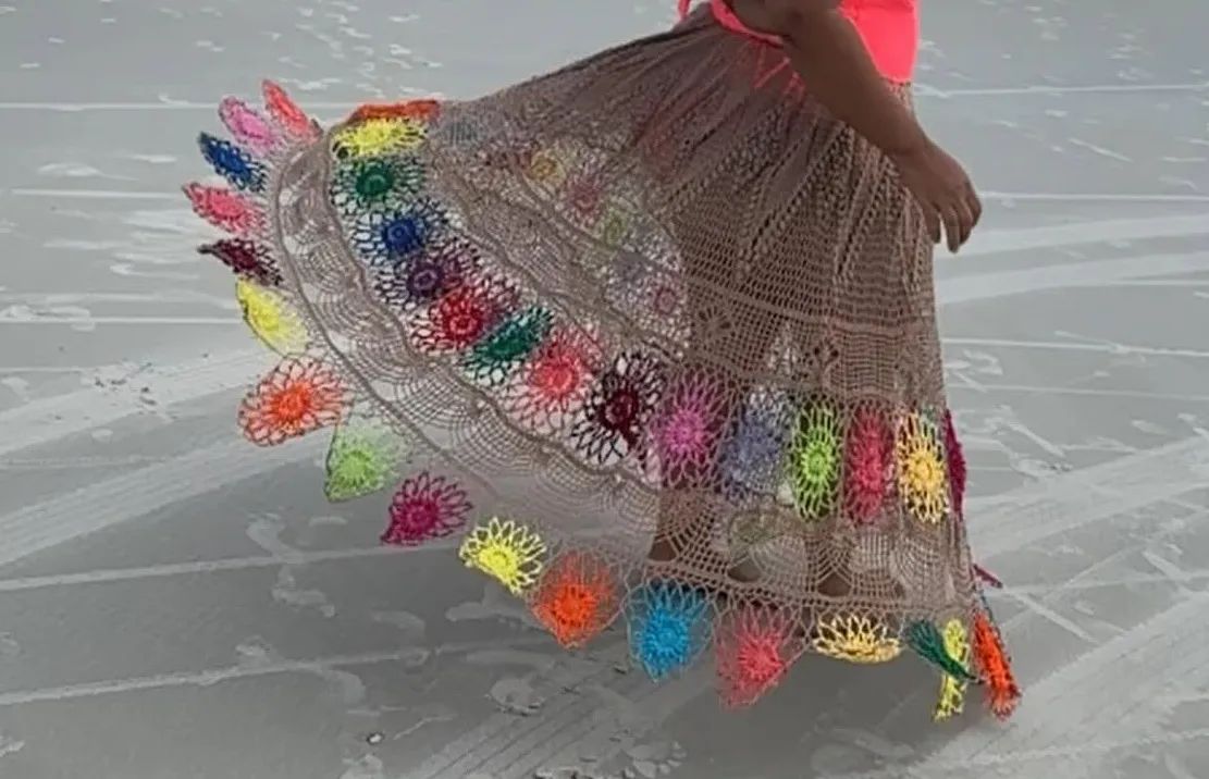 Saia longa de crochê 