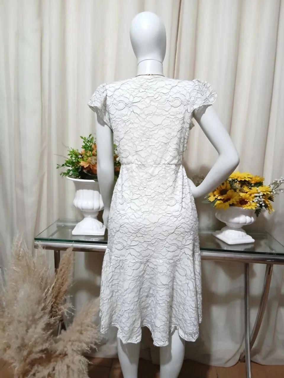 Vestido feminino rendado branco  - Foto 2