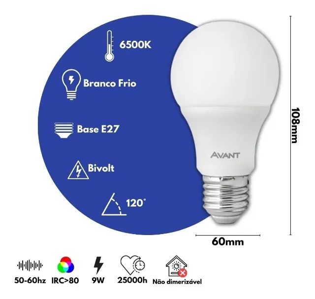Lâmpada Led 9w E27 6500k Branco Frio Luz Branco-frio - Foto 3