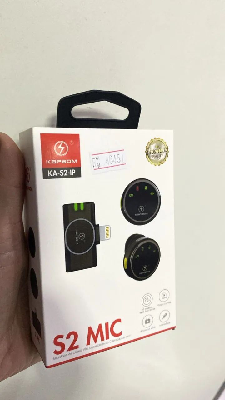 Microfone Lapela Sem Fio Com Estojo Magnetico Duplo para Ios Iphone Lightning Loja Coimbra