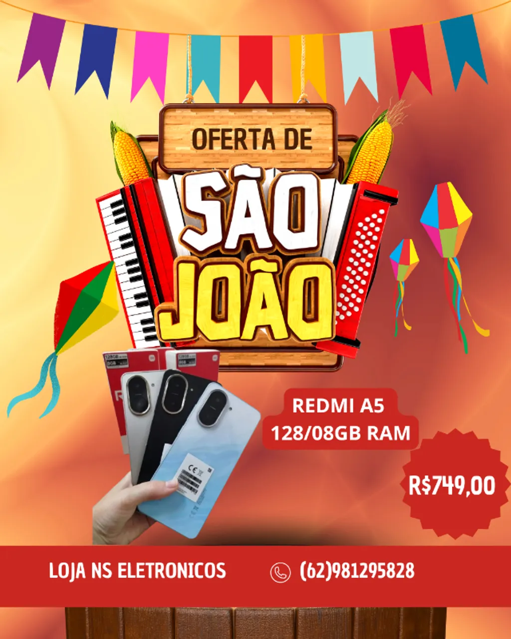 Celular Redmi A5 128GB/08GB Ram Novo Melhor Custo Beneficio Capa Pelicula+ Entrega Gratis