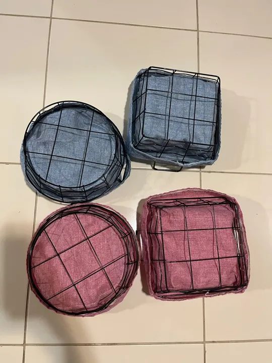 Cestas Decorativas em Metal com Tecido - Foto 4