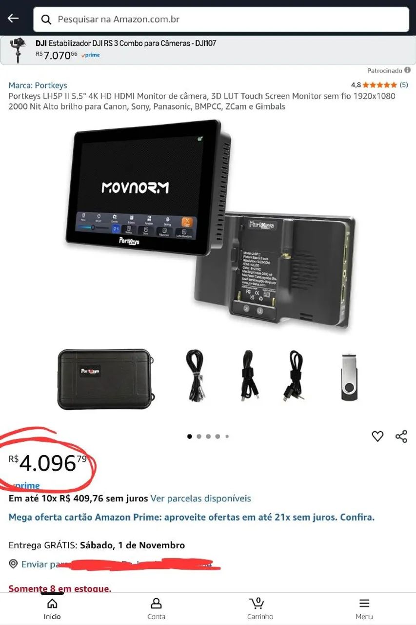Monitor Portkeys LH5Pii touch-screen sem fio - Acessórios para