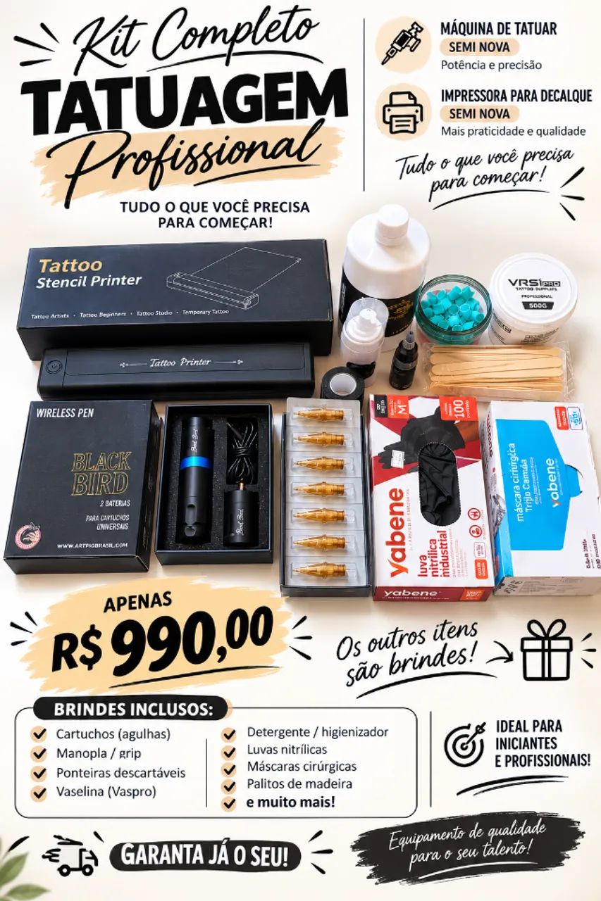 Máquina para tatuar e impressora 