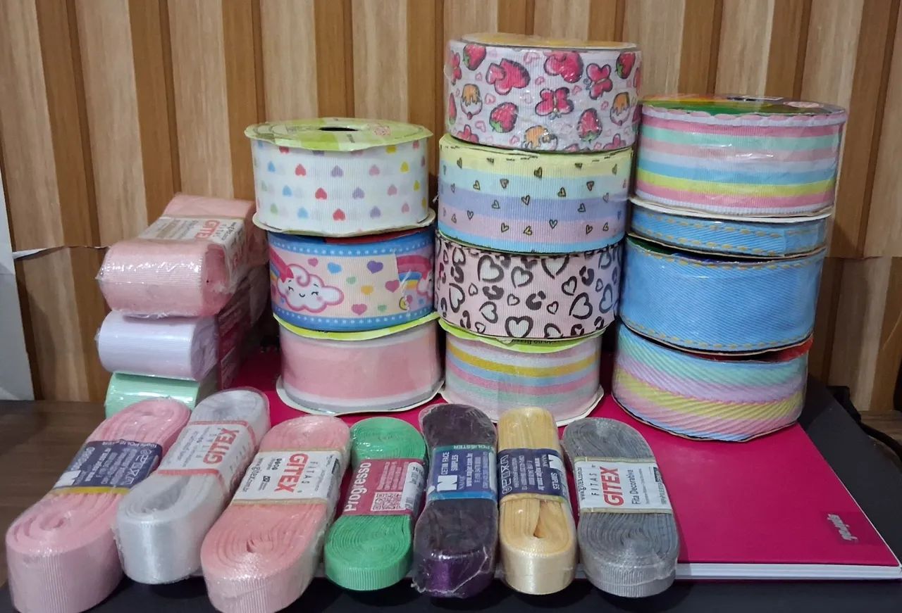 Fitas de gorgurão decoradas e lisas - Foto 3