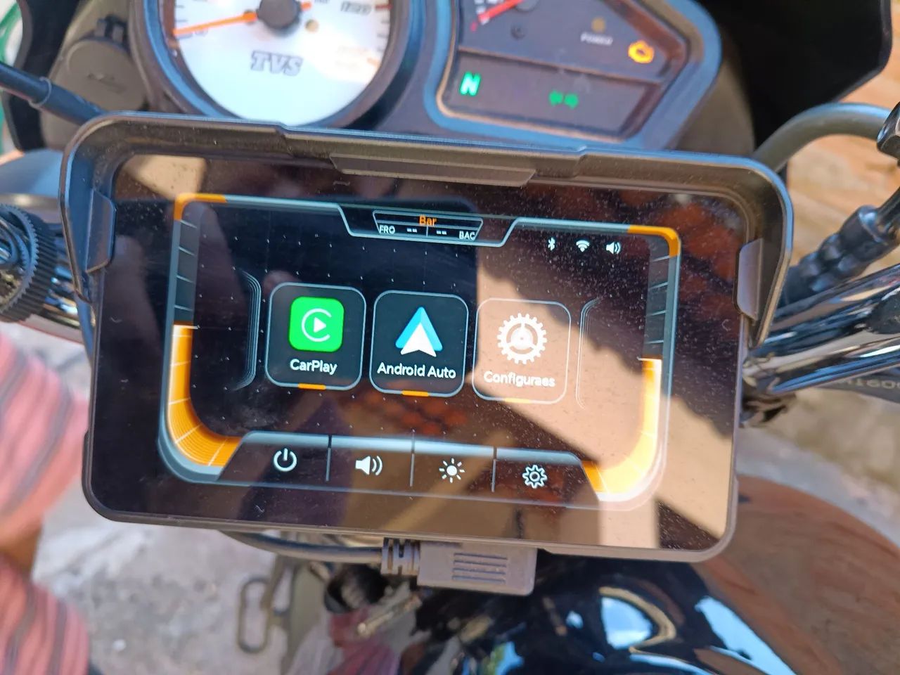 Multimidia para Moto Gps à Prova de Sol e Chuva IP67 CarPlay - Android Auto loja.