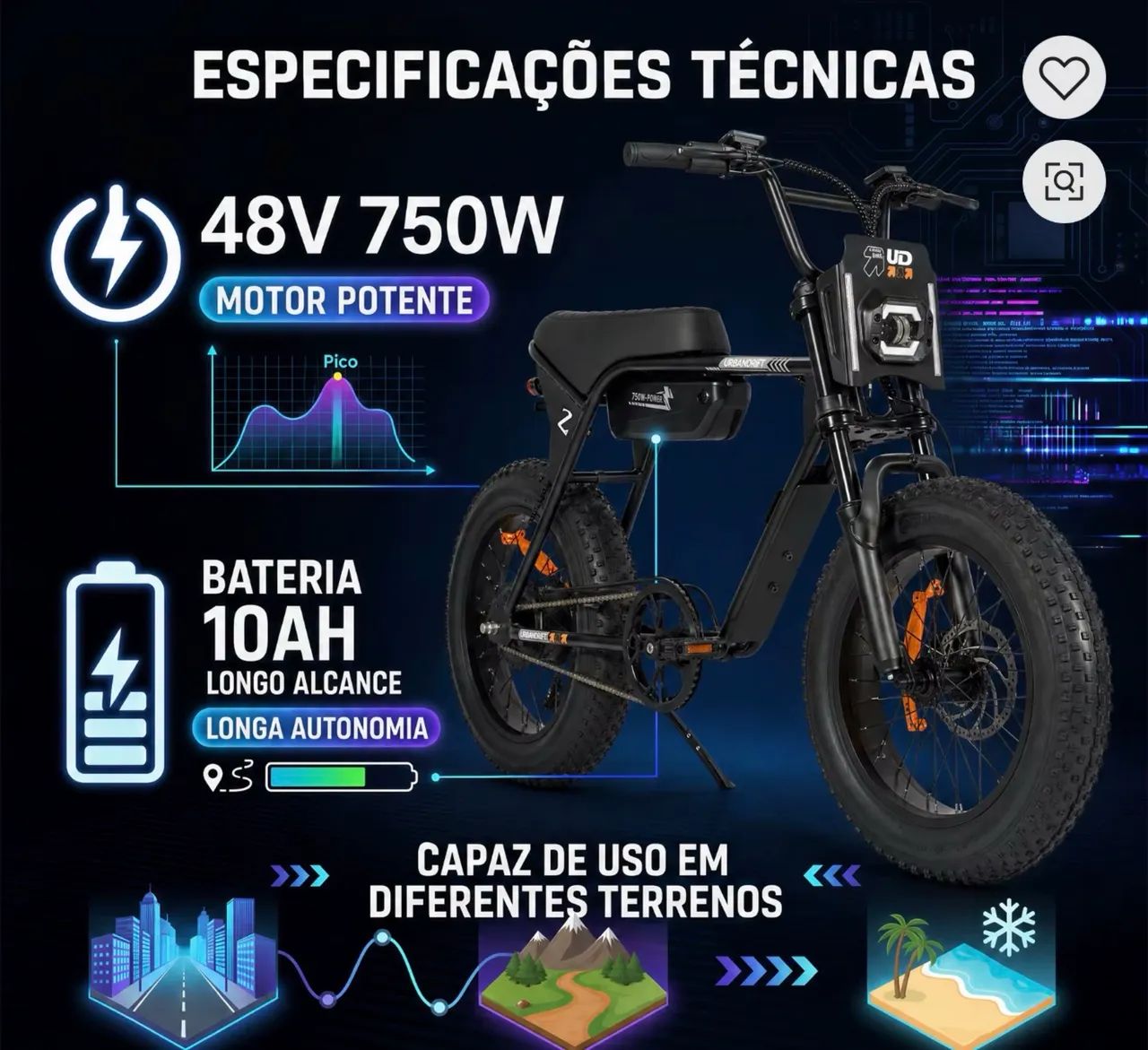 Bicicleta eletrica 750w 48v - Foto 4
