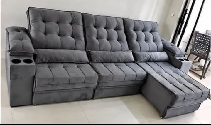 Sofá cinza grande retrátil 2.90cm NOVO 