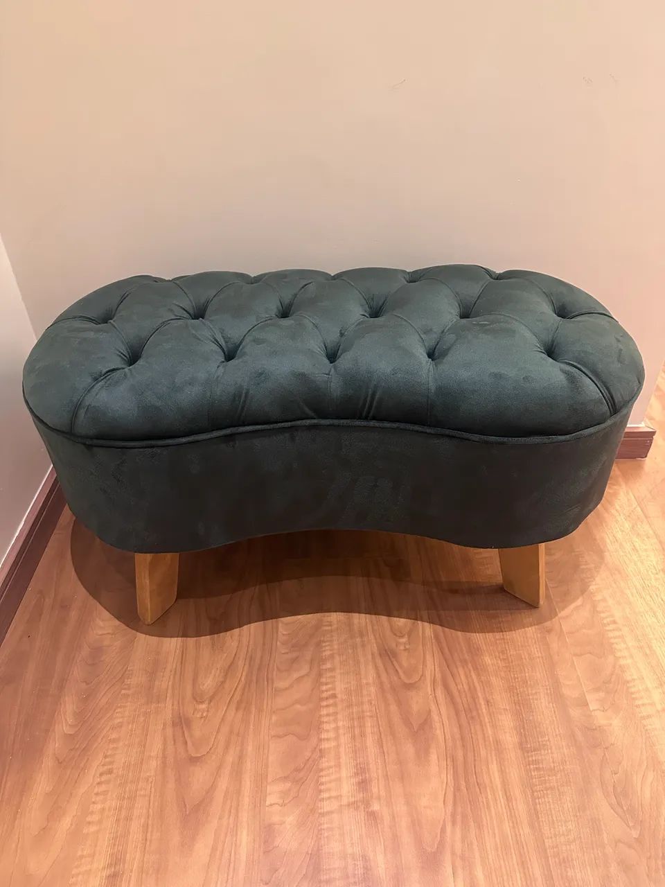 Puff Feijão Duplo Pés De Madeira Confortável Sala Quarto - Foto 4