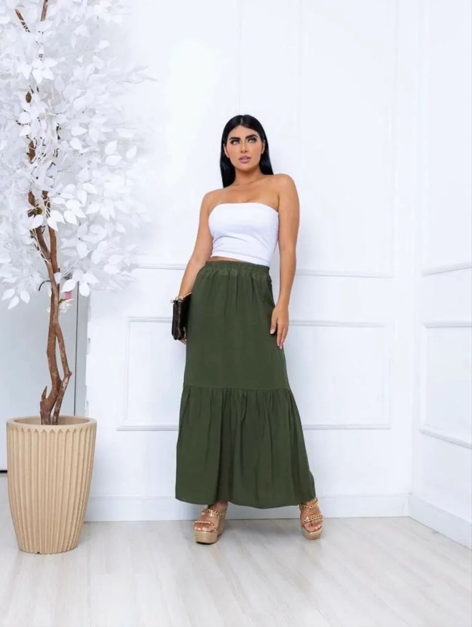 Saia Longa Verde Shein Tam 36