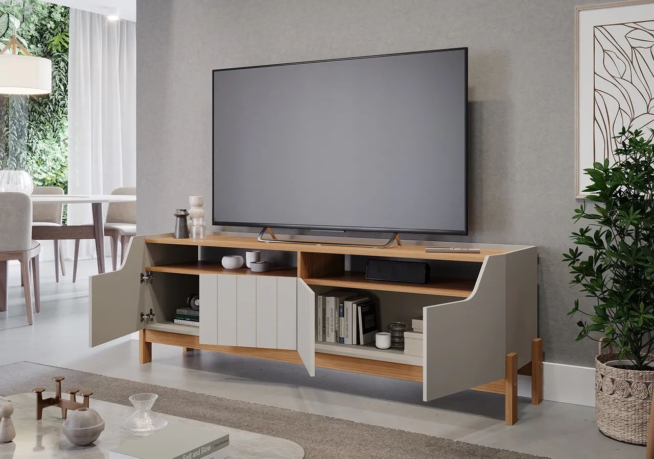 Rack Bancada Moema Permobili 100% MDF, para TVs até 70 Polegadas - Entrega Imediata; - Foto 4