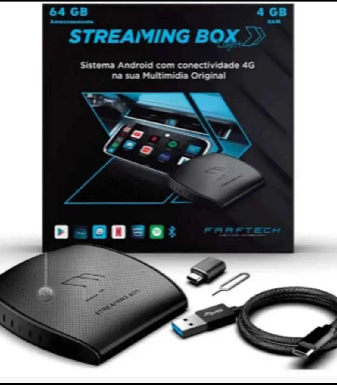 Streaming Box veicular Faaftech Cor Preto 64Gb  - Foto 3