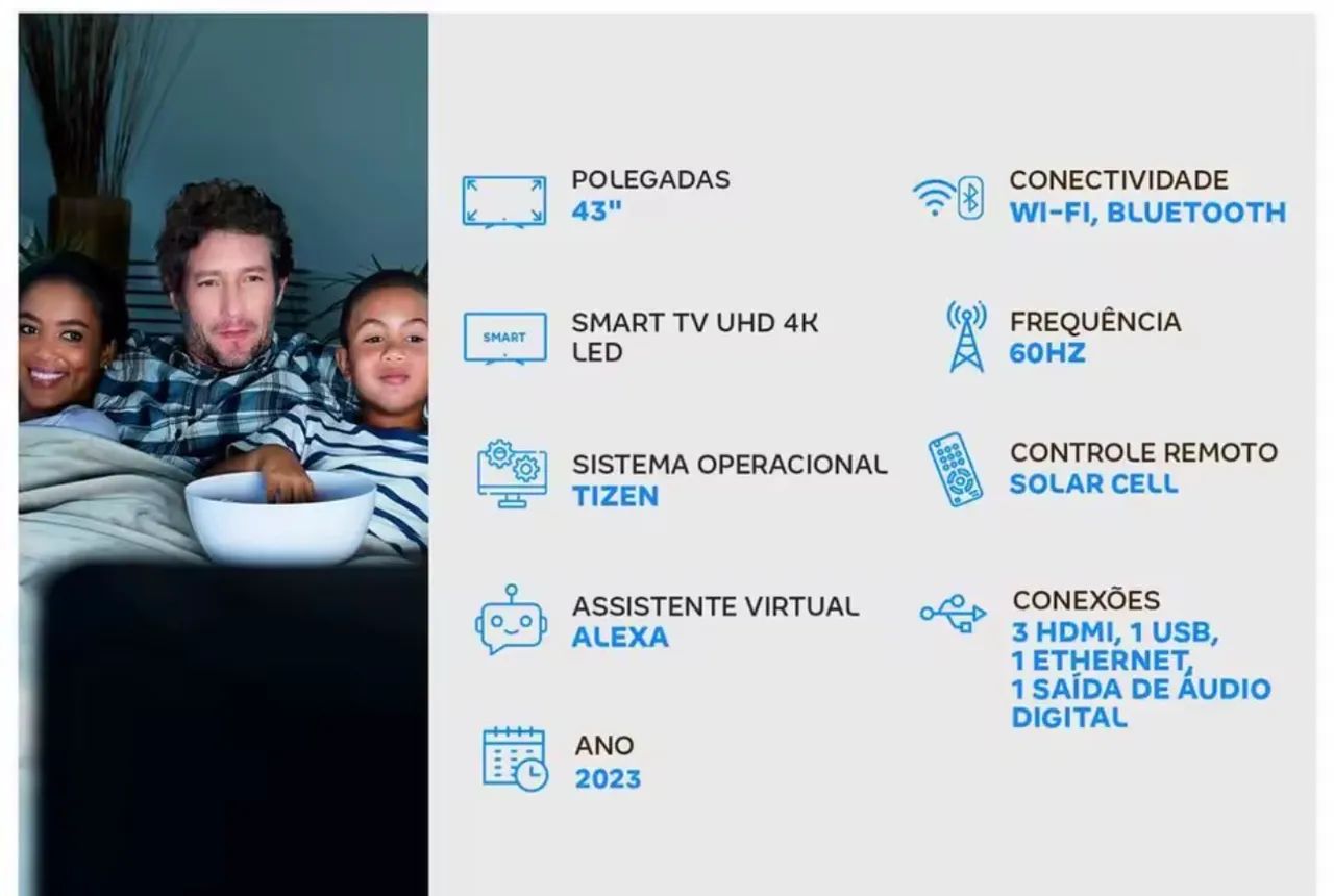 Smart TV Samsung 43? 4K UHD CU7700 - Excelente Estado - Foto 3