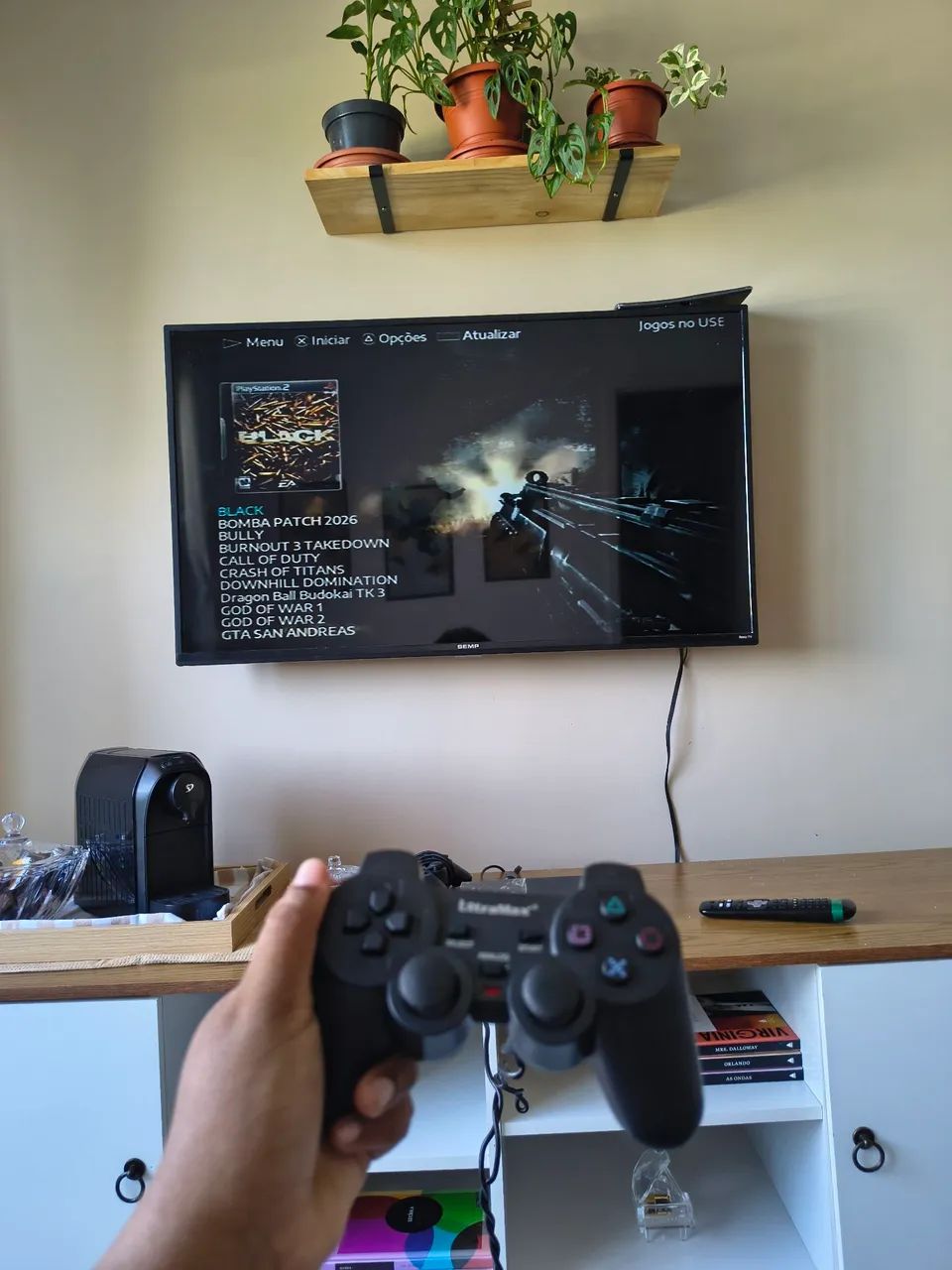 PS2 Slim desbloqueado + controles e cabos  - Foto 5