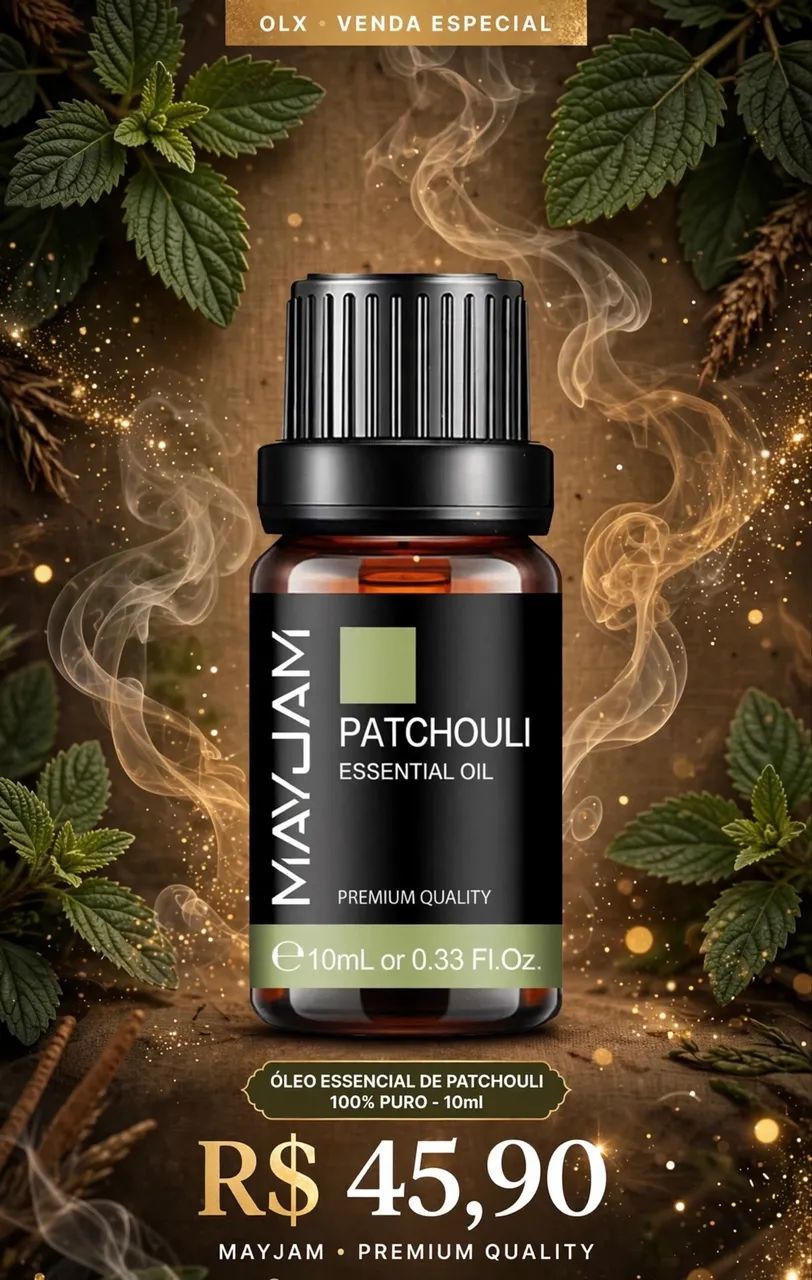 Óleo Essencial Patchouli MAYJAM 10ml - Doce Marcante 100% Puro